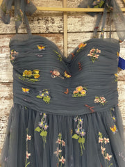 BLUE/FLORAL A LINE GOWN