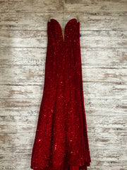 RED SEQUIN LONG EVENING GOWN