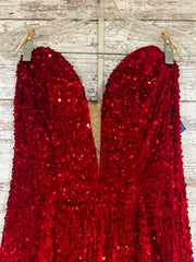 RED SEQUIN LONG EVENING GOWN