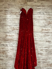 RED SEQUIN LONG EVENING GOWN