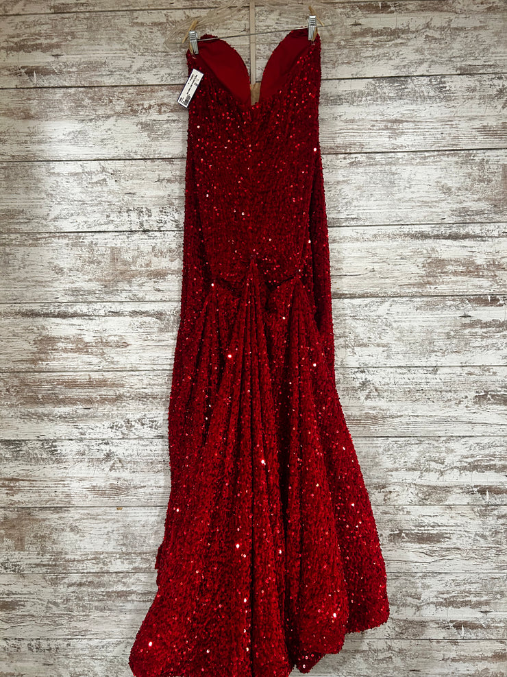 RED SEQUIN LONG EVENING GOWN