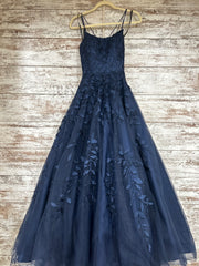 NAVY/FLORAL A LINE GOWN