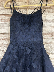 NAVY/FLORAL A LINE GOWN