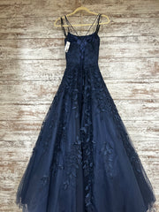 NAVY/FLORAL A LINE GOWN