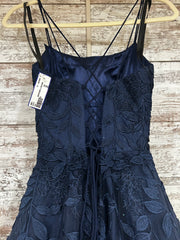 NAVY/FLORAL A LINE GOWN