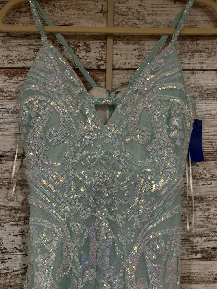 BLUE SPARKLY LONG EVENING GOWN