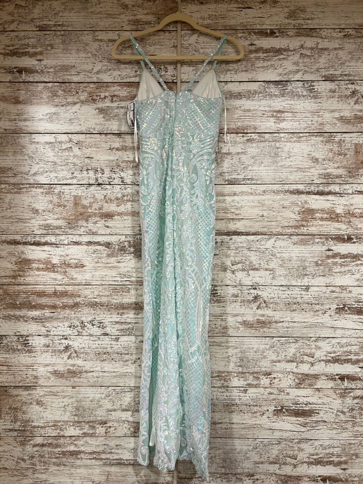 BLUE SPARKLY LONG EVENING GOWN