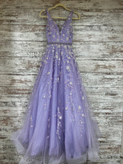 LAVENDER SPARKLY A LINE GOWN