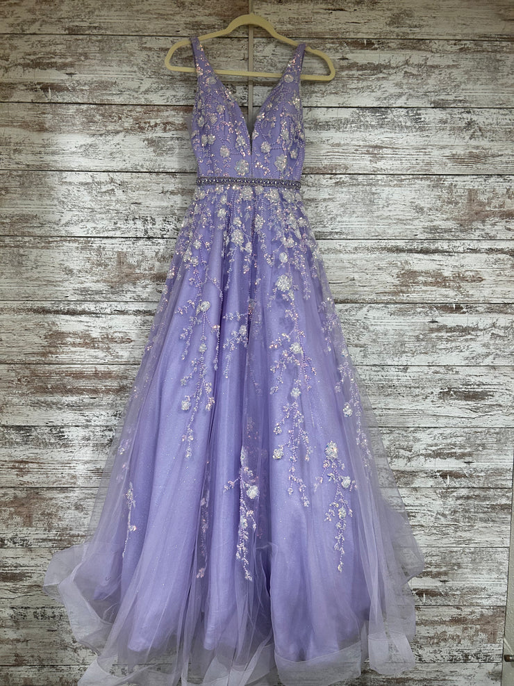 LAVENDER SPARKLY A LINE GOWN