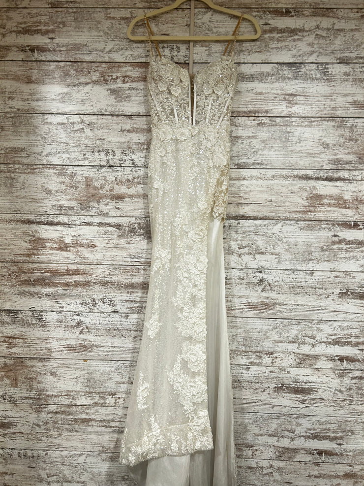 WHITE SPARKLY LONG EVENING GOW