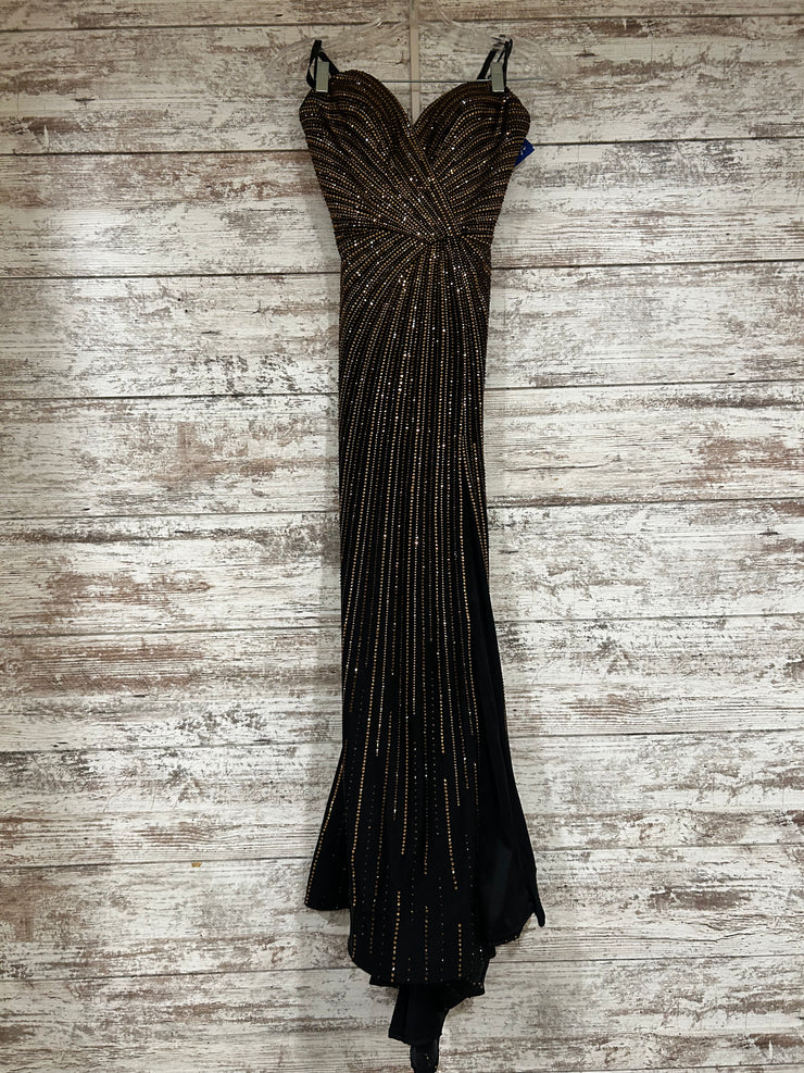 BLACK/GOLD BEADED LONG DRESS