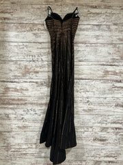 BLACK/GOLD BEADED LONG DRESS