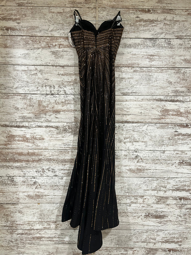 BLACK/GOLD BEADED LONG DRESS