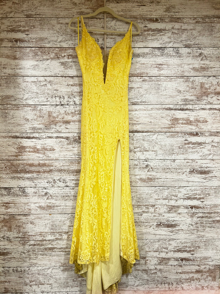 YELLOW LACE LONG DRESS