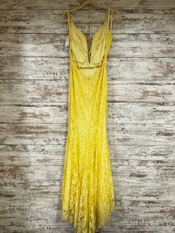 YELLOW LACE LONG DRESS