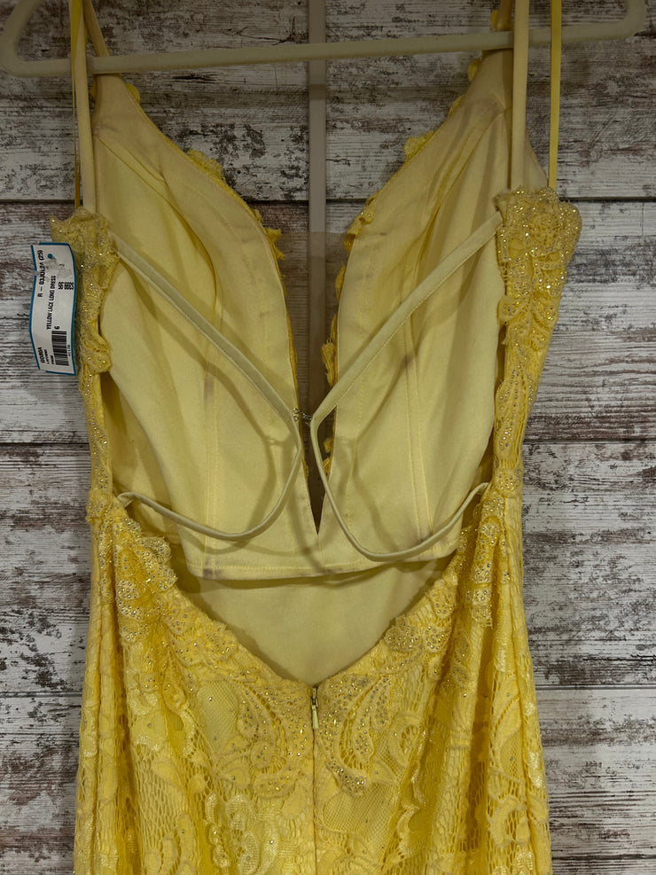 YELLOW LACE LONG DRESS