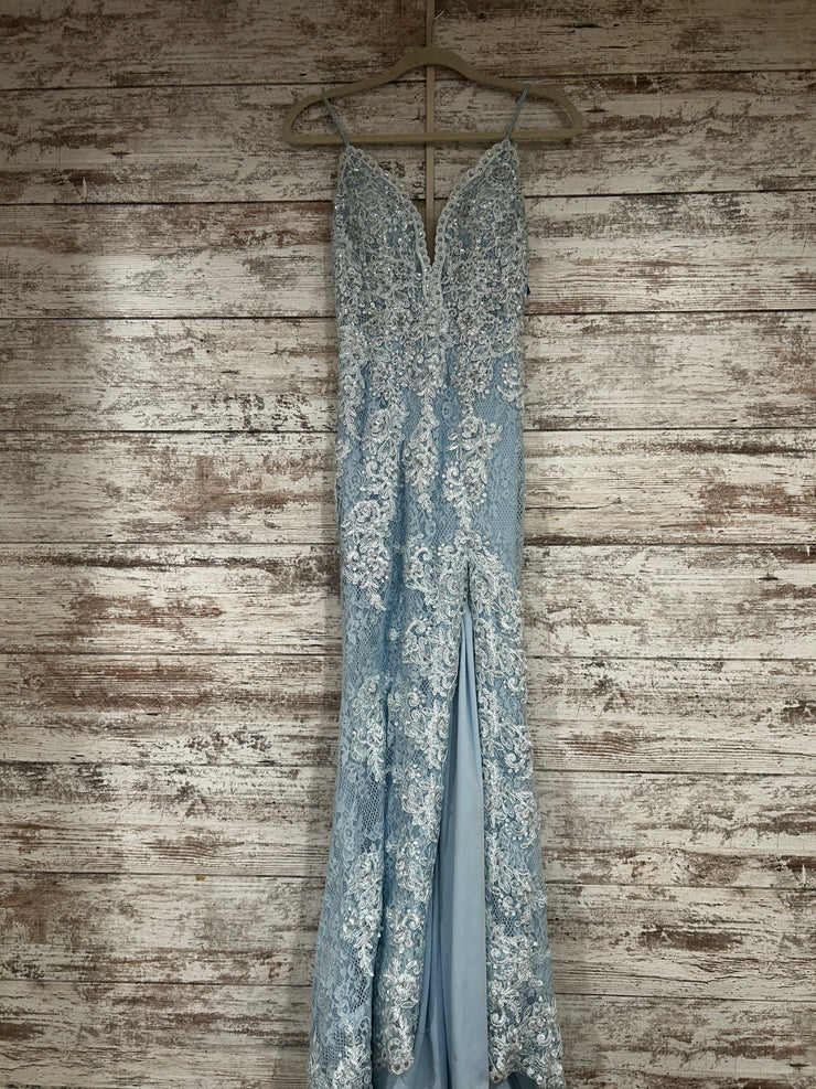 BLUE/WHITE SPARKLY LONG DRESS