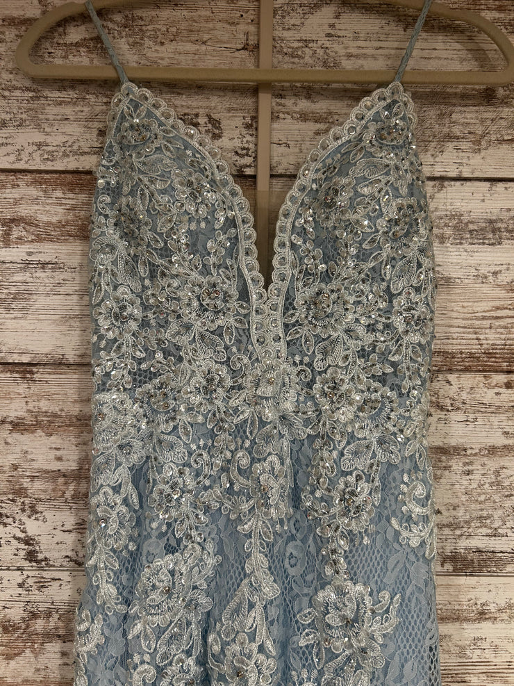 BLUE/WHITE SPARKLY LONG DRESS