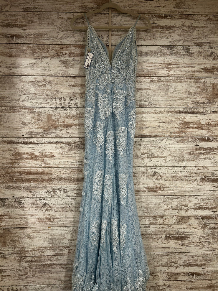 BLUE/WHITE SPARKLY LONG DRESS
