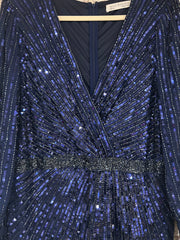 NAVY BEADED LONG DRESS-NEW$598
