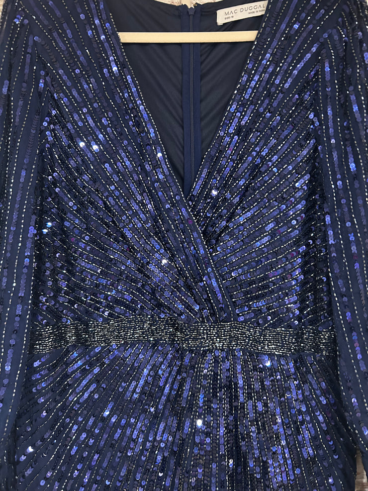 NAVY BEADED LONG DRESS-NEW$598