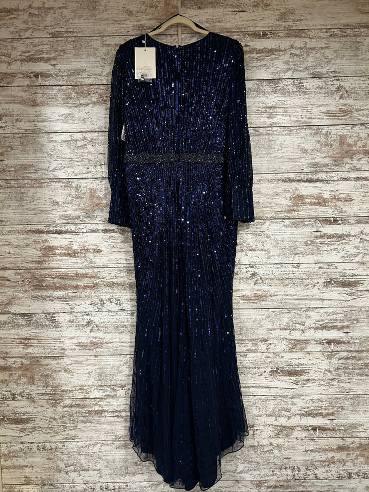 NAVY BEADED LONG DRESS-NEW$598
