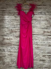 PINK FEATHER LONG DRESS
