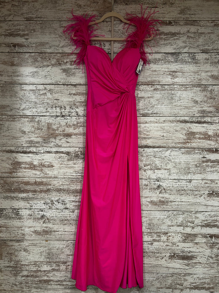 PINK FEATHER LONG DRESS