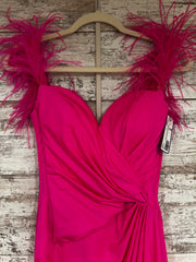 PINK FEATHER LONG DRESS
