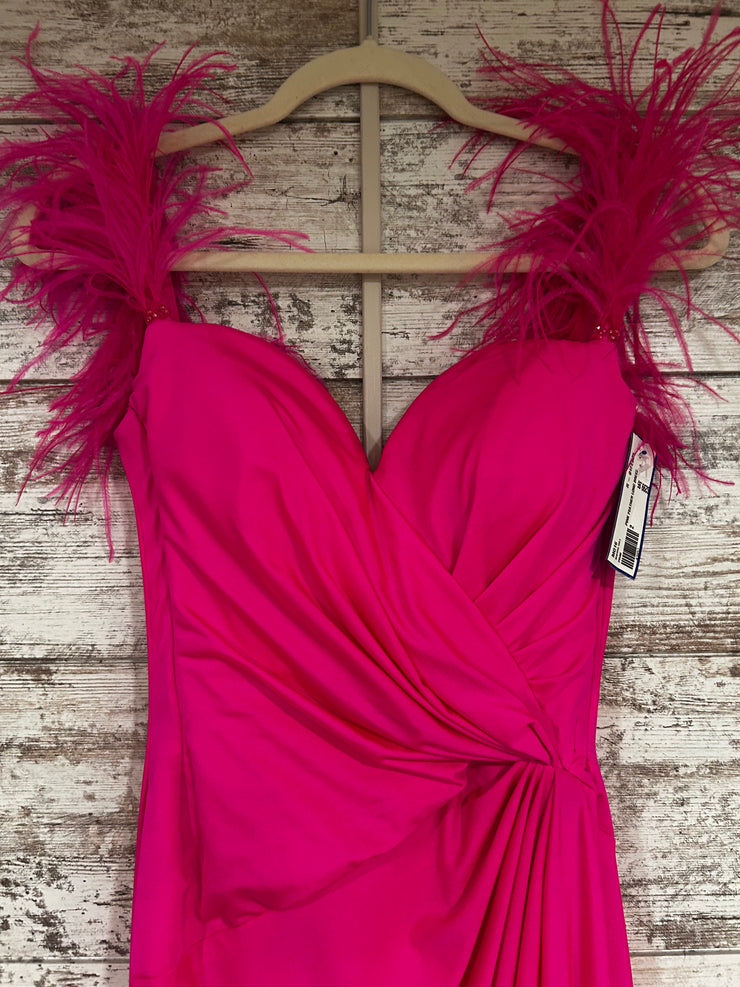 PINK FEATHER LONG DRESS
