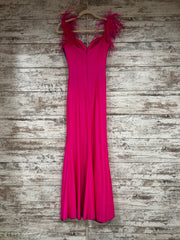 PINK FEATHER LONG DRESS