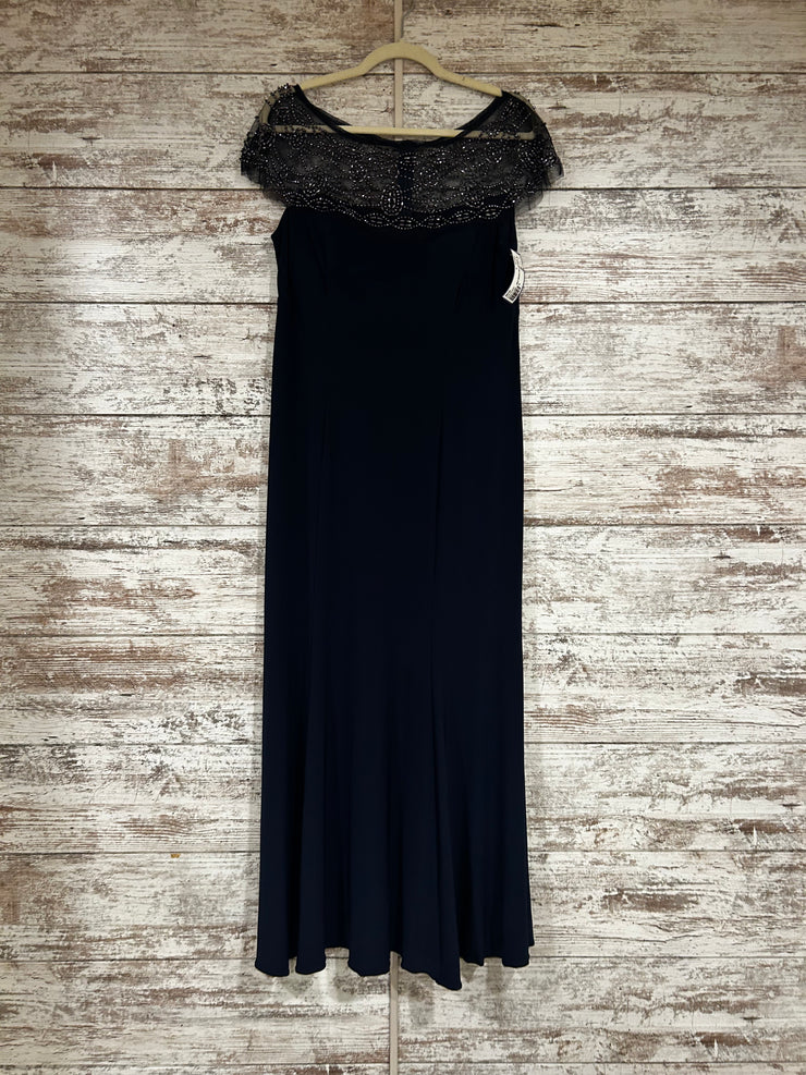 NAVY BEADED TOP LONG DRESS