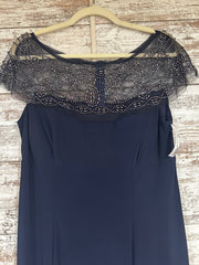 NAVY BEADED TOP LONG DRESS