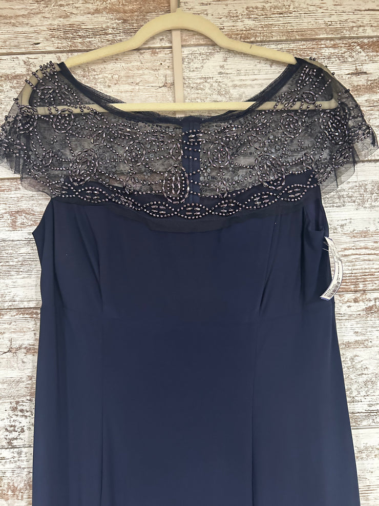 NAVY BEADED TOP LONG DRESS