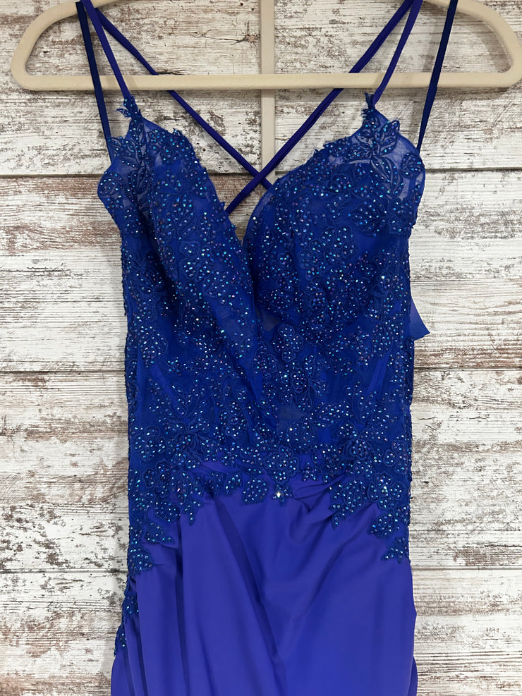 ROYAL BLUE LONG EVENING GOWN