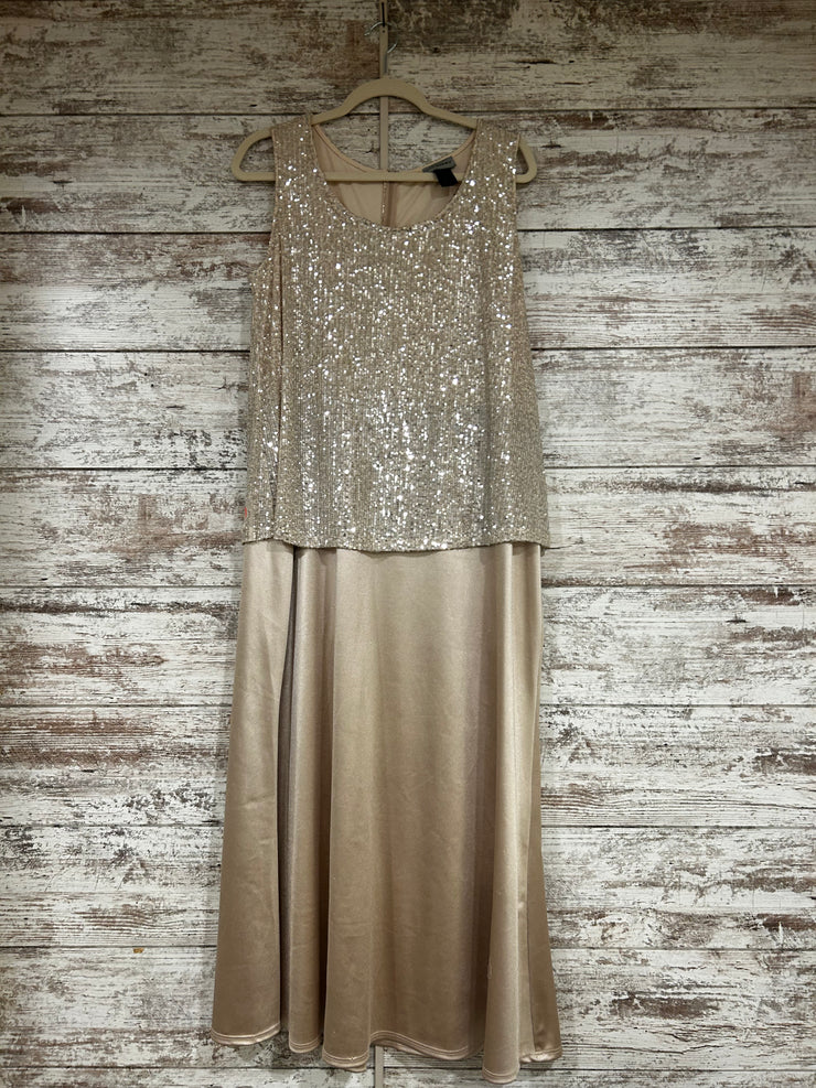 GOLD SEQUIN TOP LONG DRESS-NEW