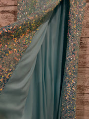 BLUE FULL SEQUIN LONG DRESS