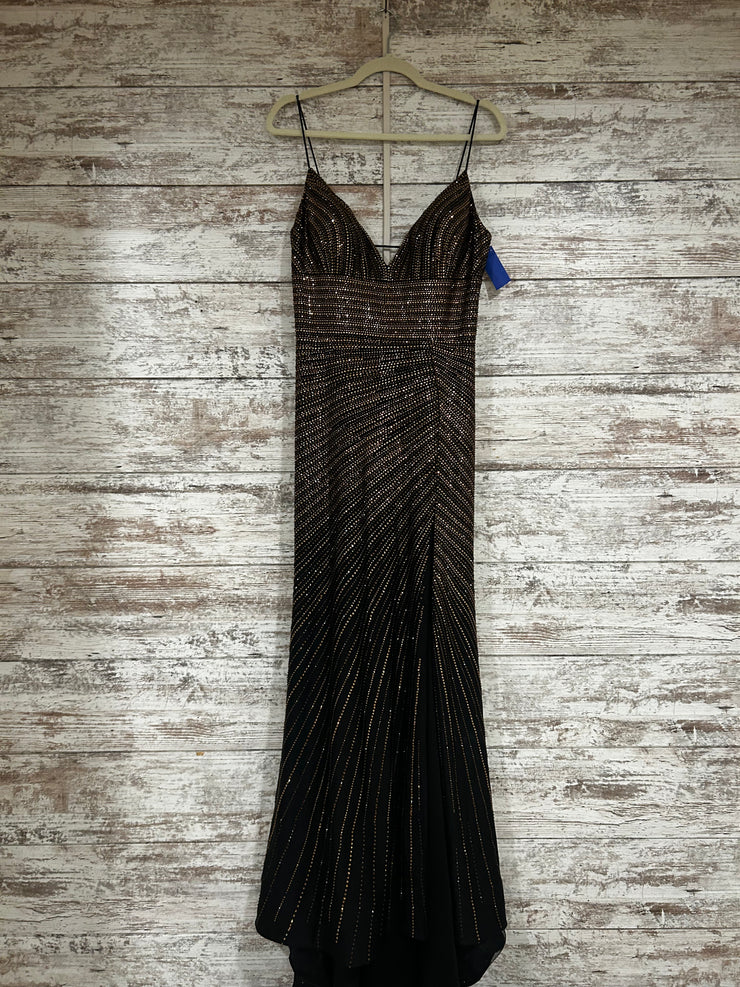 BLACK/GOLD SPARKLY LONG DRESS