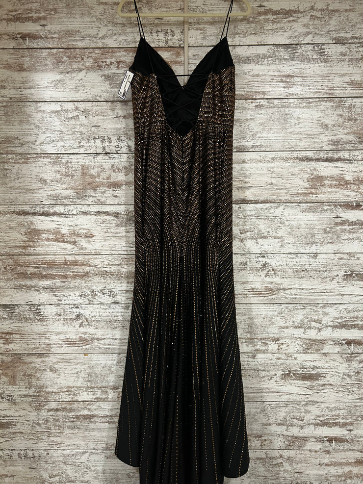 BLACK/GOLD SPARKLY LONG DRESS