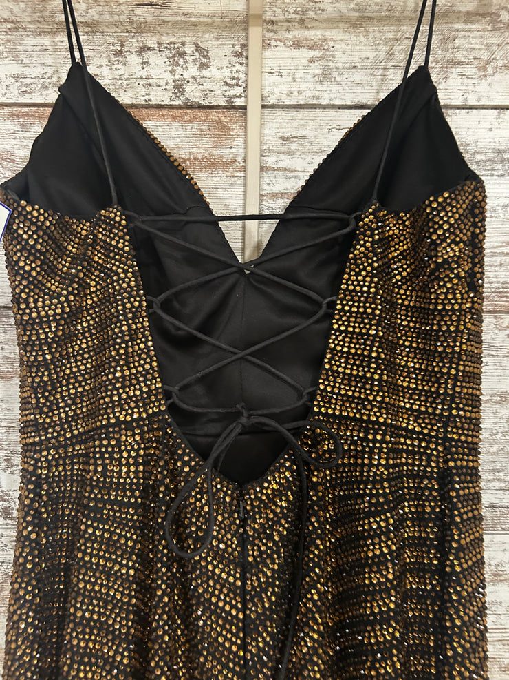 BLACK/GOLD SPARKLY LONG DRESS