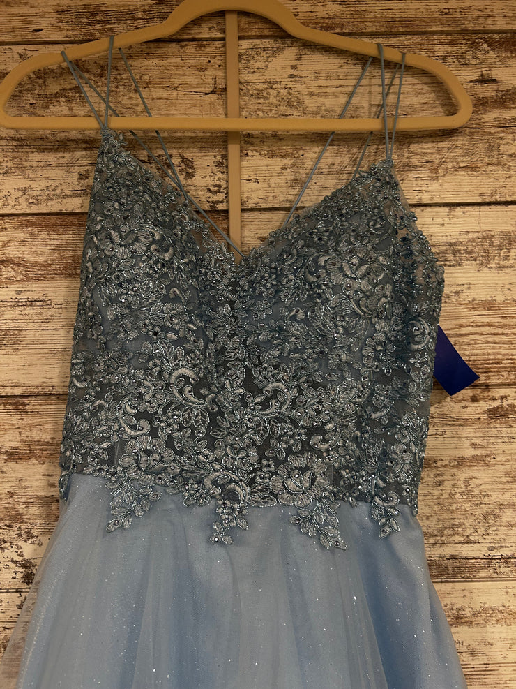 BLUE/FLORAL A LINE GOWN