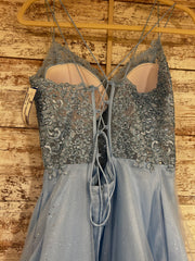 BLUE/FLORAL A LINE GOWN
