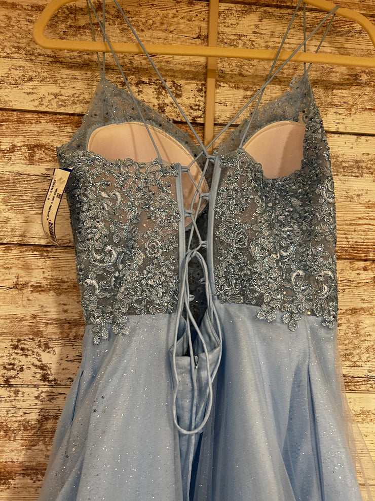 BLUE/FLORAL A LINE GOWN