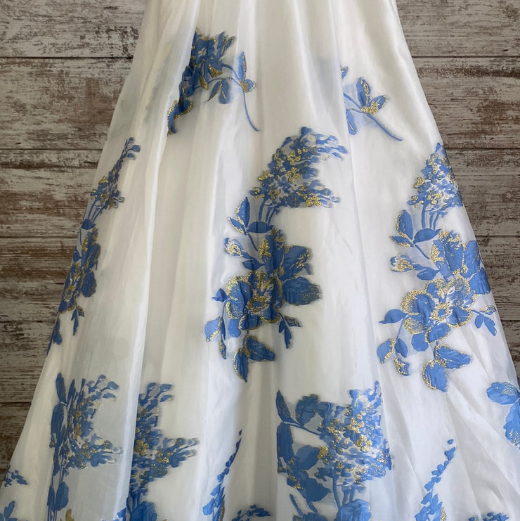 WHITE/FLORAL A LINE GOWN