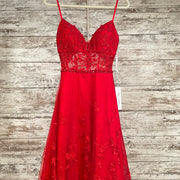 RED/FLORAL A LINE GOWN (NEW)