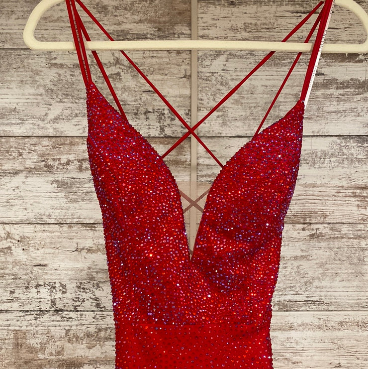 RED SPARKLY LONG EVENING GOWN