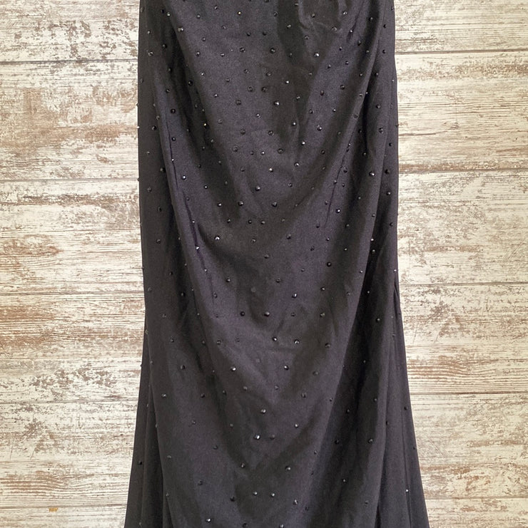 BLACK SPARKY LONG EVENING GOWN