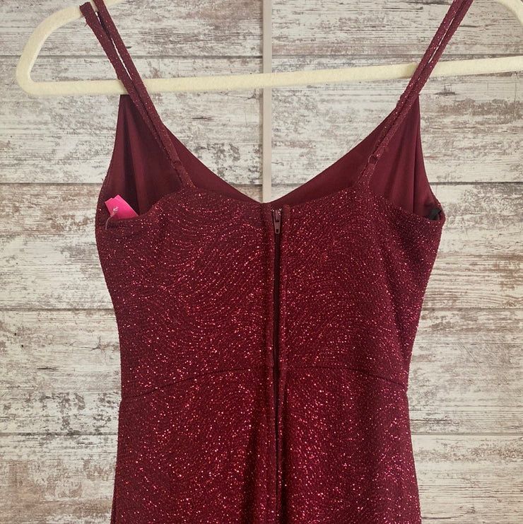 BURGUNDY SPARKLY LONG DRESS