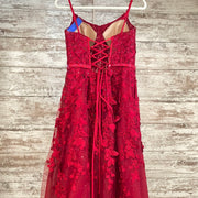 RED SPARKLY A LINE GOWN