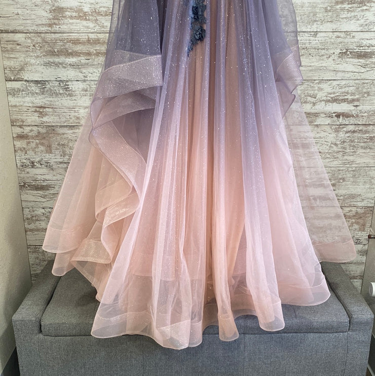 GRAY/PINK A LINE GOWN